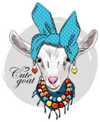 Pretty White Goat With Blue Turban Cute Goat Sticker