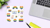 Pride Icons Sticker Sheet on a Desk (New) example
