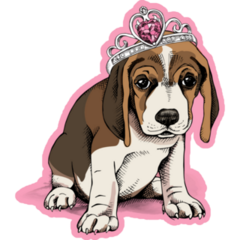Princess Beagle Sticker