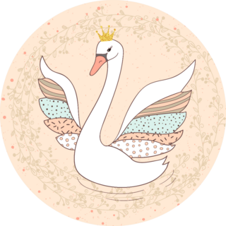 Princess Swan Doodle Illustration Sticker