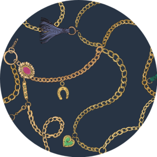 Print With Gold Chains Pattern Jewelers Work Sticker