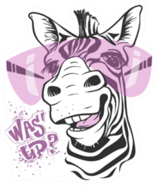Print With Zebra Images And Text Was Up Sticker