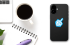 Printed Dreidel Sticker on a Phone (New) example