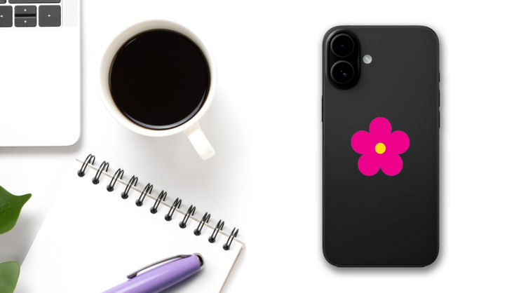 Printed Hot Pink Daisy Flower Sticker on a Phone (New) example