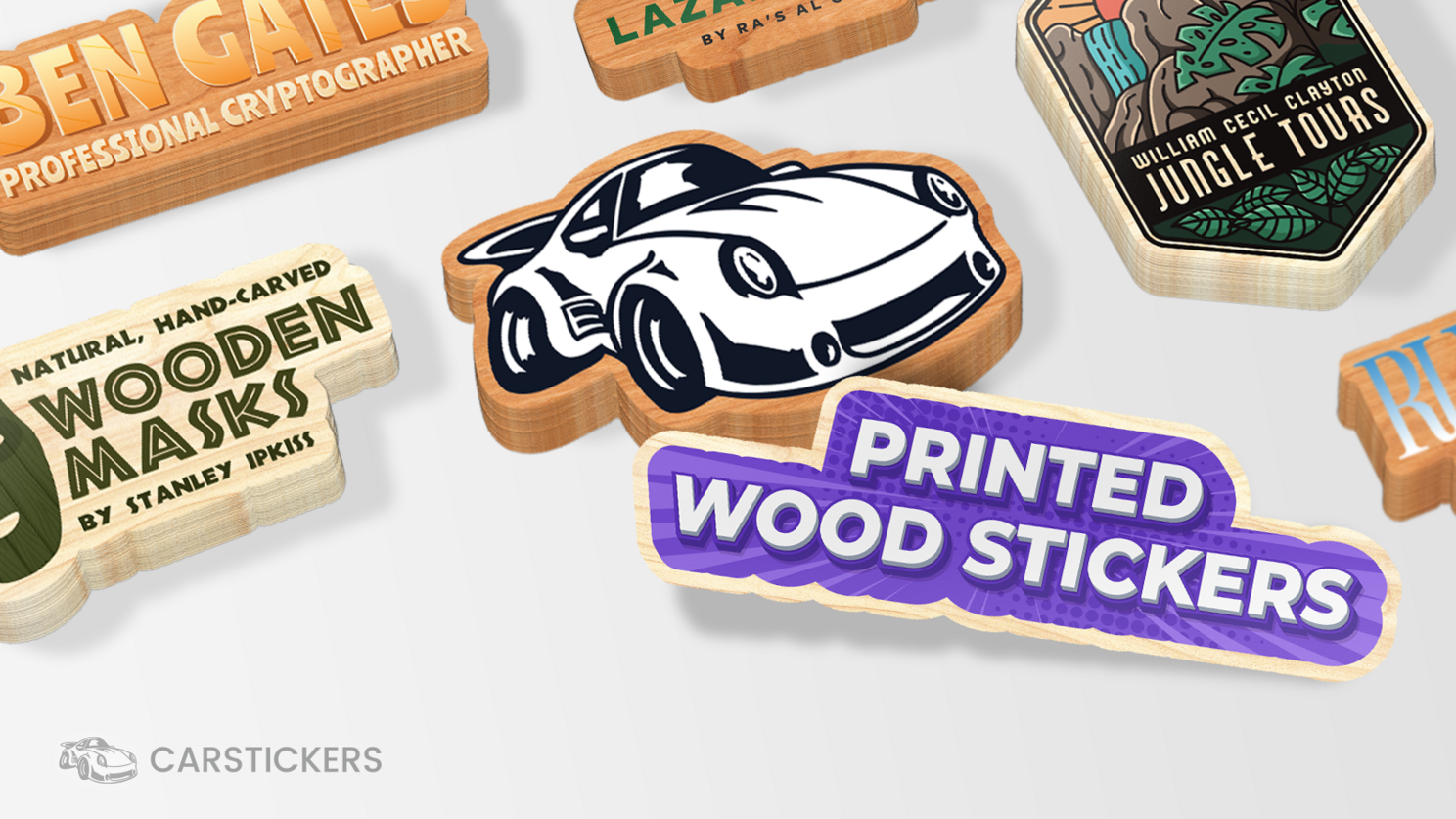 Full-Color Custom Wood Stickers - Free Shipping!