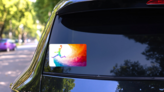 Professional Basketball Player Doing Jump Shot Sticker on a Rear Car Window (New) example