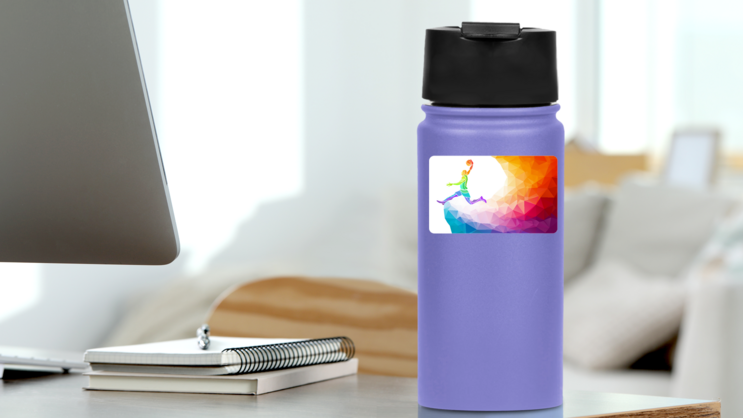 Professional Basketball Player Doing Jump Shot Sticker on a Water Bottle (New) example