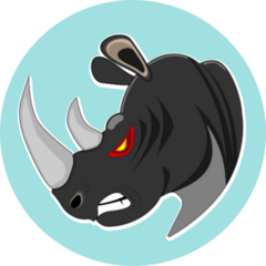 Profil Head Angry Rhino On Blue Sticker