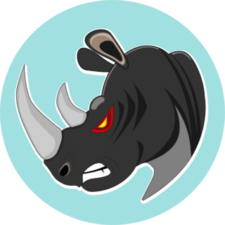 Profil Head Angry Rhino On Blue Sticker
