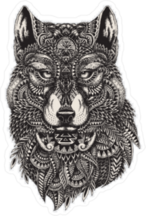 Proud Zentangle Wolf Sticker