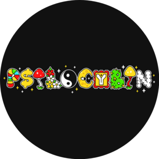 Psilocybin Word In Trippy Illustration Sticker