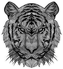 Psychedelic Black and White Tiger Sticker