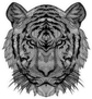 Psychedelic Black and White Tiger Sticker