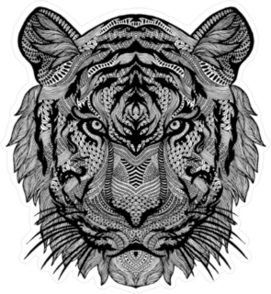 Psychedelic Black and White Tiger Sticker