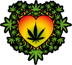 Psychedelic Cannabis Heart Sticker