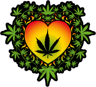 Psychedelic Cannabis Heart Sticker