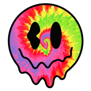 Psychedelic Cartoon Smiley Face Tie Dye Illustration Sticker