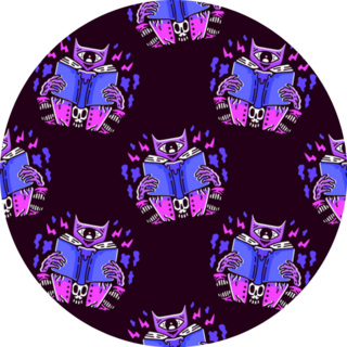 Psychedelic Cat  Monster Reading Book Pattern Sticker