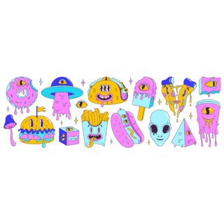 Psychedelic Food Sticker Sheet