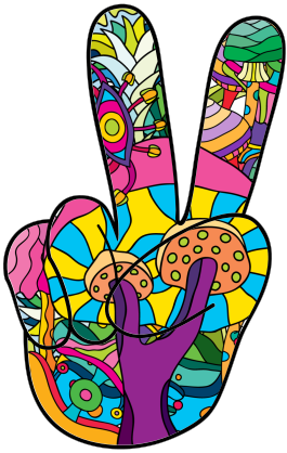 Psychedelic Hand Peace Sign Hippie Sticker