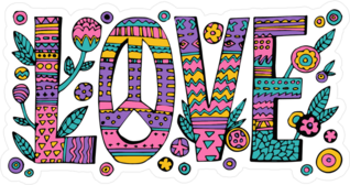 Psychedelic Hippie Love Sticker
