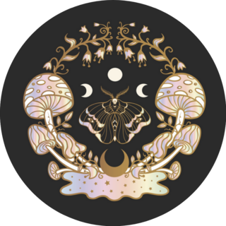 Psychedelic, Magic Mushrooms Tattoo Illustration Sticker