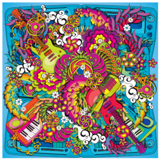 Psychedelic Music Illustration Sticker