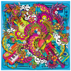 Psychedelic Music Illustration Sticker