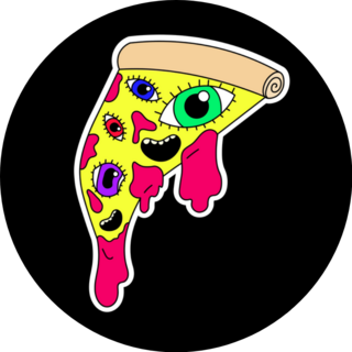 Psychedelic Pizza With Eyes And Mouths Sticker