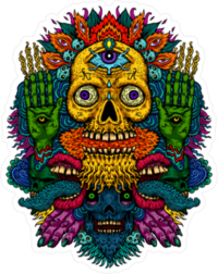 Psychedelic Skull Sticker