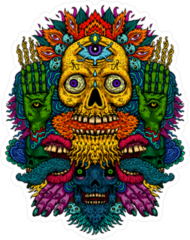 Psychedelic Skull Sticker