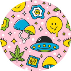 Psychedelic Trippy Pattern Mushroom Smile Sticker