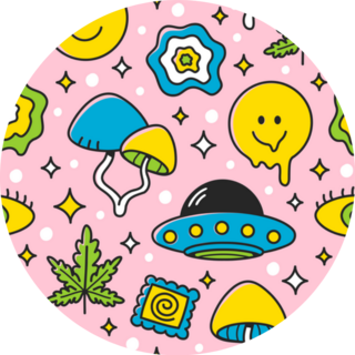 Psychedelic Trippy Pattern Mushroom Smile Sticker