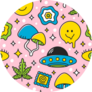 Psychedelic Trippy Pattern Mushroom Smile Sticker