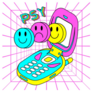 Psychedelic Y2K Flip Phone Colorful Sticker