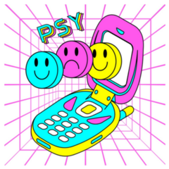 Psychedelic Y2K Flip Phone Colorful Sticker