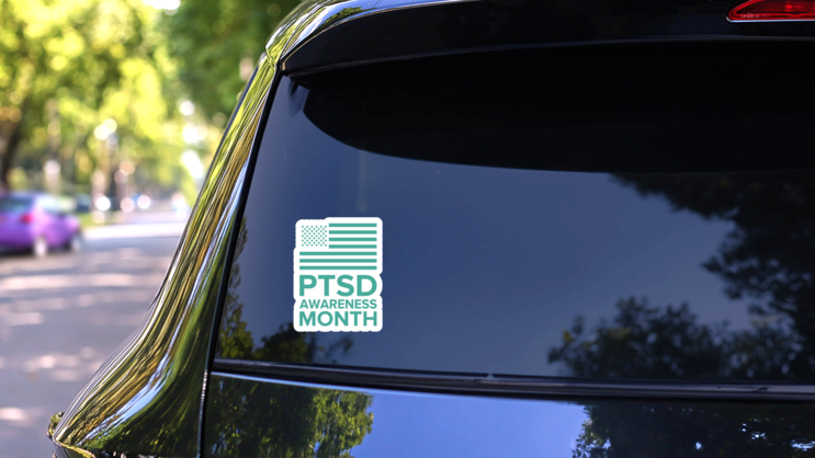 Ptsd Awareness Month Celebrated Annual In United States Flag Sticker on a Rear Car Window (New) example