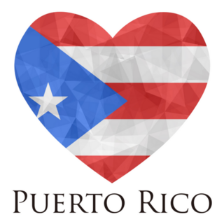 Puerto Rico Flag Heart In Geometric Low Poly Lettering Sticker