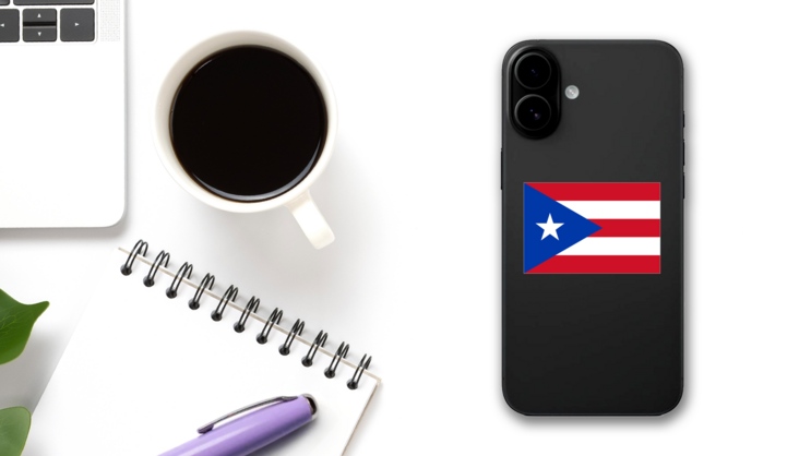 Puerto Rico Flag Sticker on a Phone (New) example