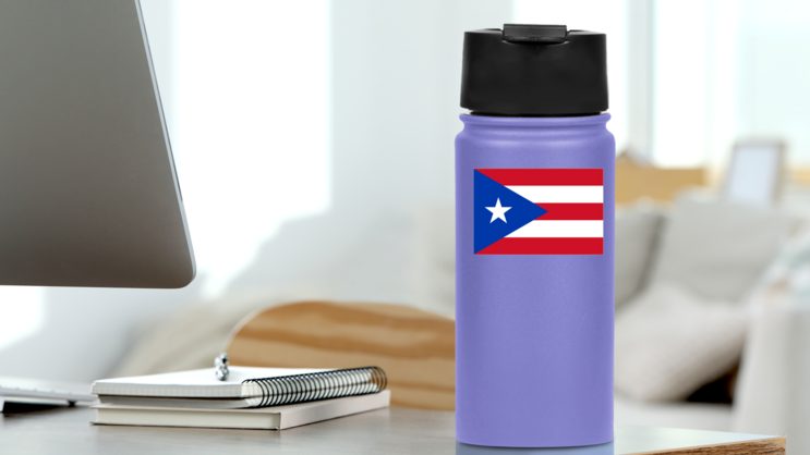 Puerto Rico Flag Sticker on a Water Bottle (New) example