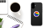 Puerto Rico Lgbt Flag Round Shape Sticker on a Phone (New) example