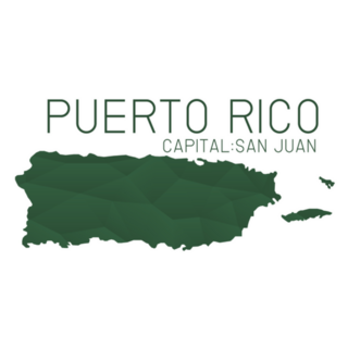 Puerto Rico Map Geometric Texture In Green Sticker