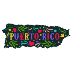 Puerto Rico Map With Doodle Decorative Ornaments Sticker