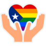 Puerto Rico Pride Flag In Heart and Hands Sticker