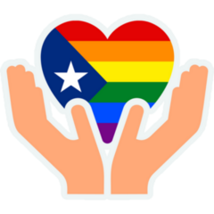 Puerto Rico Pride Flag In Heart and Hands Sticker