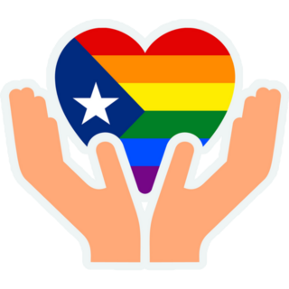 Puerto Rico Pride Flag In Heart and Hands Sticker