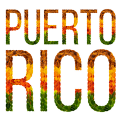 Puerto Rico Word  Written With Leaves Sticker