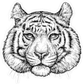 Puffy Tiger Face Illustration Sticker