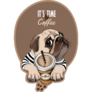 Pug Coffee Time Sticker