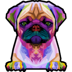 Pug Color Geometric Sticker